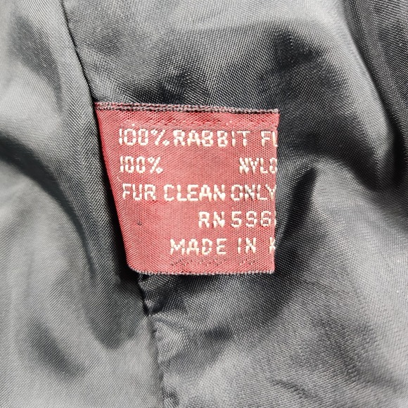 Custom WOMENS SIZE L 100% Dyed Rabbit Fur Black Jacket Lined VINTAGE 90s - Picture 9 of 16